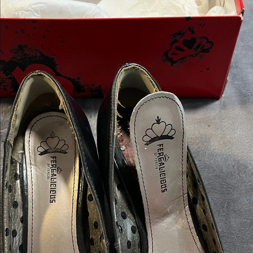 Fergalicious Black Polka-Dot Cutout Round-Toe Pumps - Picture 5 of 9